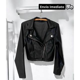 Jaqueta de Couro Sintético Feminina com Zíper