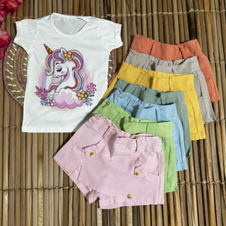 CONJUNTO INFANTIL MENINAS MODELO BLOGUERINHA LELELI REF 114 em Oferta na Shopee
