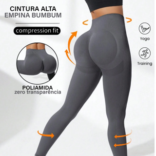 Calça Legging Fitness Empina Bumbum Sem Costura Zero Transparência Poliamida Alta Elasticadade Yoga em Oferta na Shopee