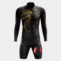Kit Ciclismo Masculino Conjunto Camiseta Manga Longa Proteção UV Bermuda Short Forro Espuma Way