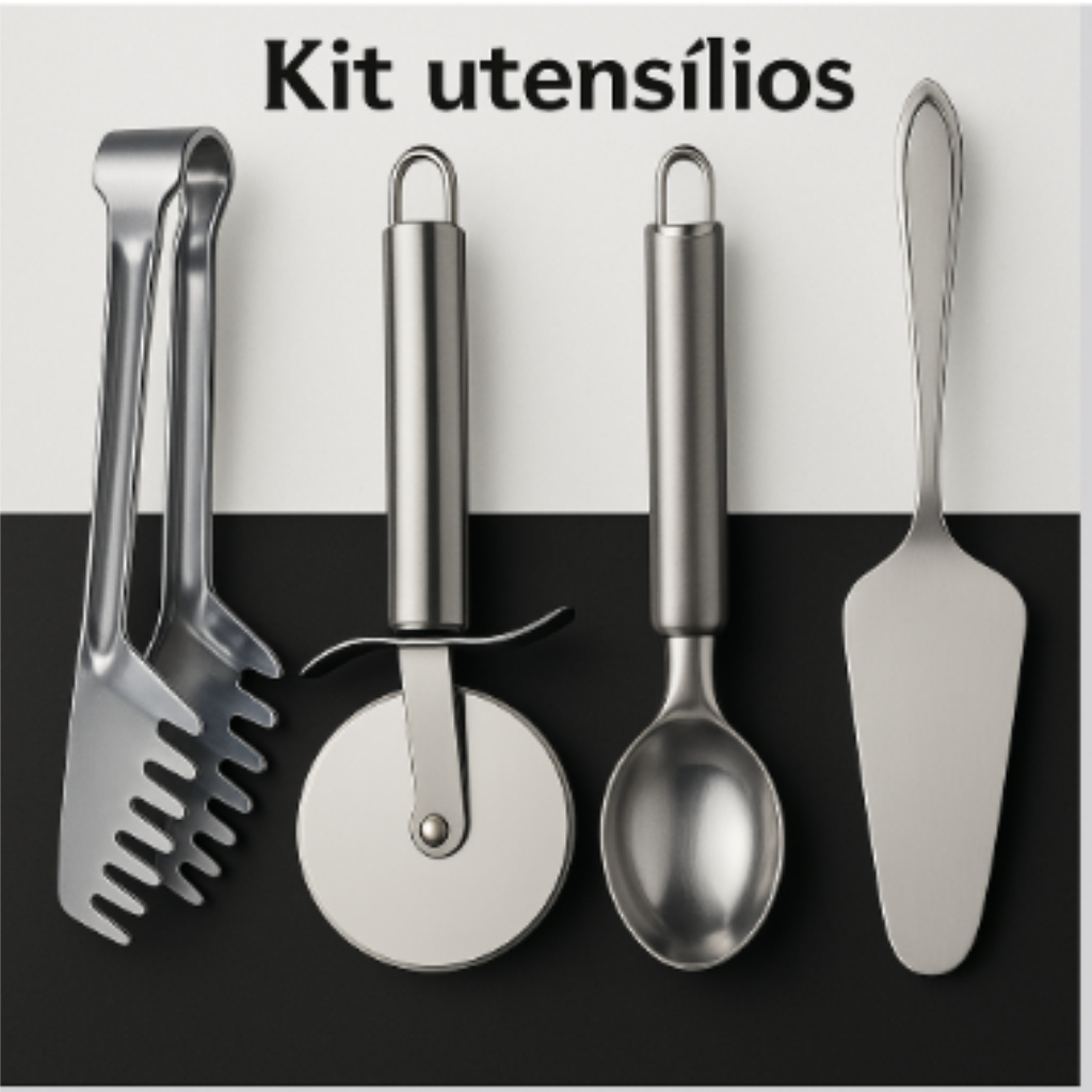 Kit Utensílios de Cozinha Cortador de Pizza, Colher de Sorvete, Pegador de Massas, Espátula de Bolo em Oferta na Shopee