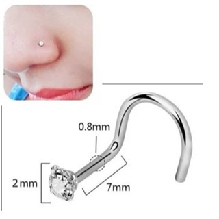 Piercing Nariz Ponto de Luz curvado Cravejado Strass 8mm Folheado Prata 925 e Ouro 18K em Oferta na Shopee