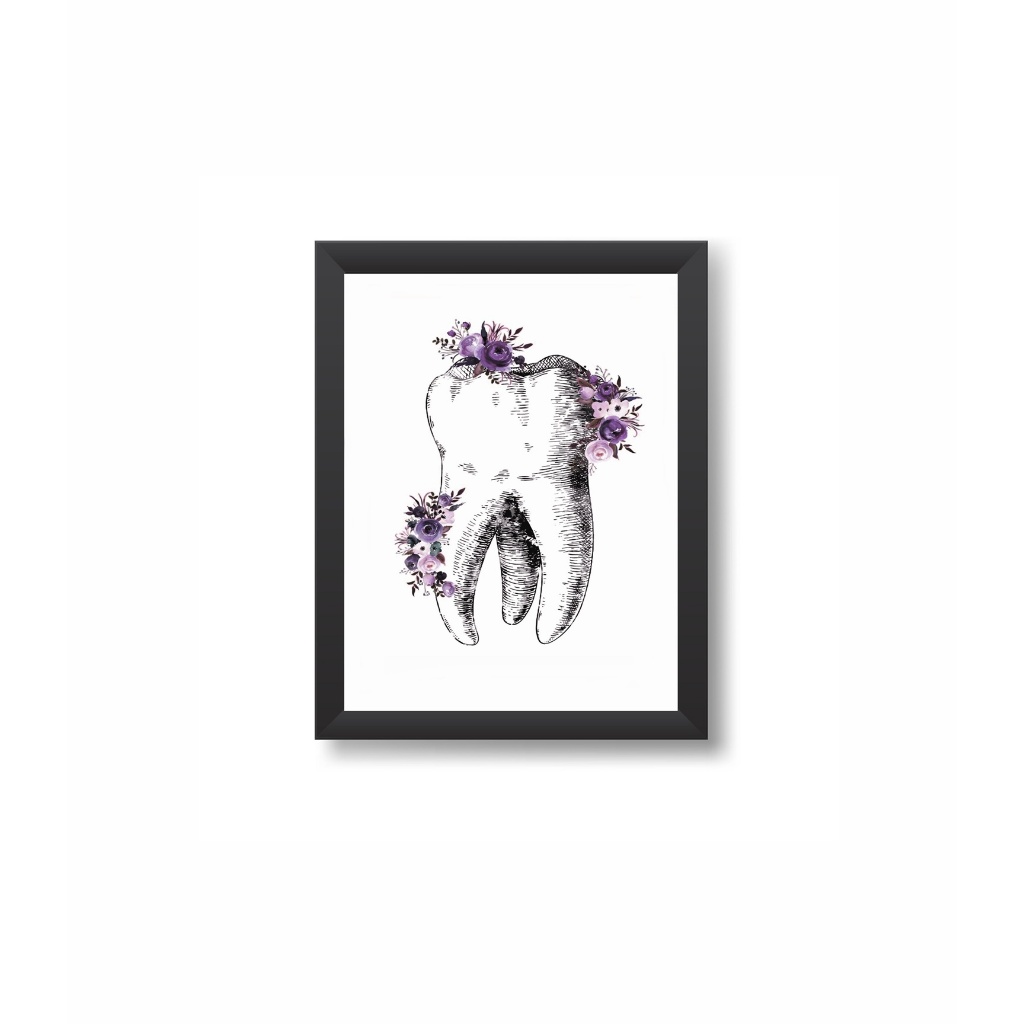 Quadro Decorativo Dente Florido Consultório Odontologico Moldura 20x30cm Madeira