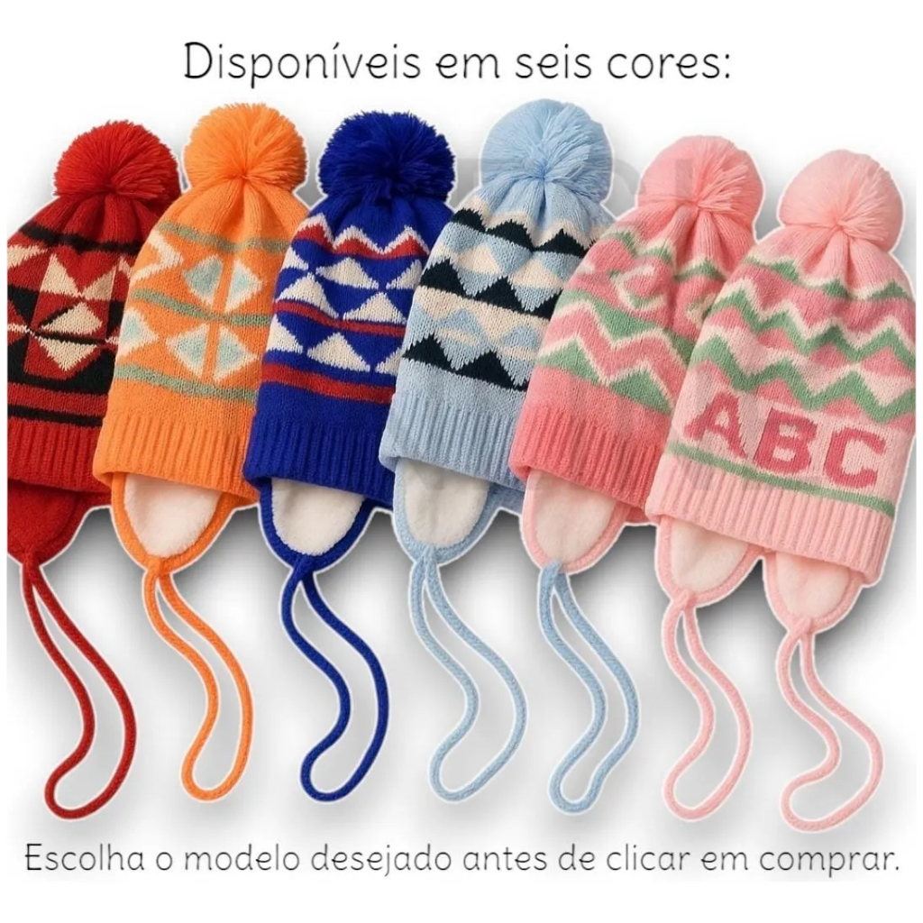 Touca Gorro Bebê Infantil Chaves Frio Esquenta Orelha Protege