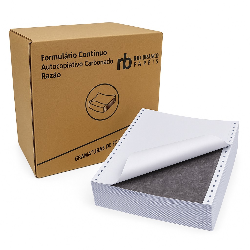 Formulário Continuo 3 vias, Razão, 80 Colunas, Carbonado Branco - 240x140mm com 2.000 Folhas
