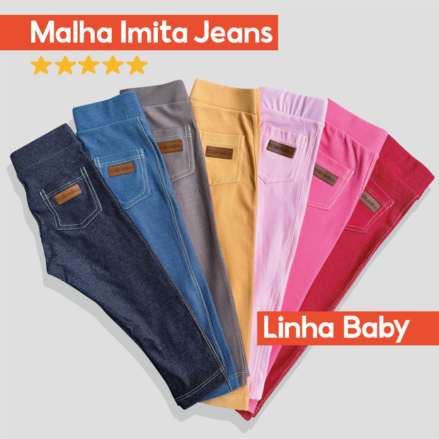Calça Jeans para Bebê Modelo Legging Jeans Fake Confortável