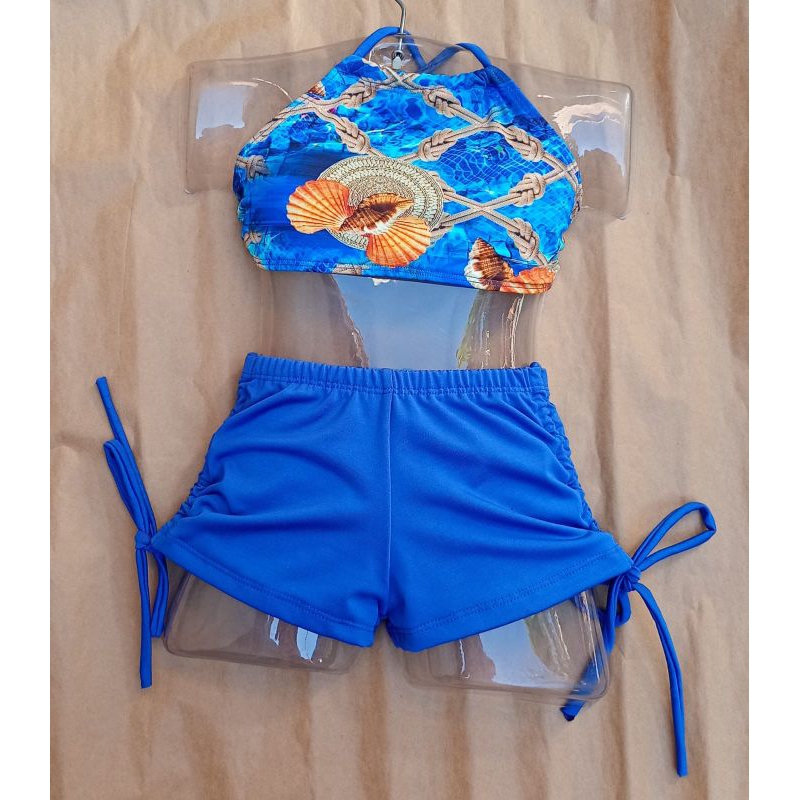 Biquíni infantil conjunto shortinho e Cropped meninas praia.