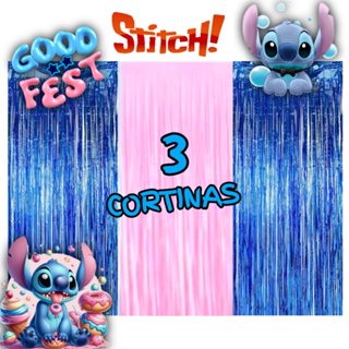 kit: 3 Cortina Metalizada  STITCH Decoração, Festa, Aniversário, Adereços, Banner , Festival, Comemoração em Oferta na Shopee