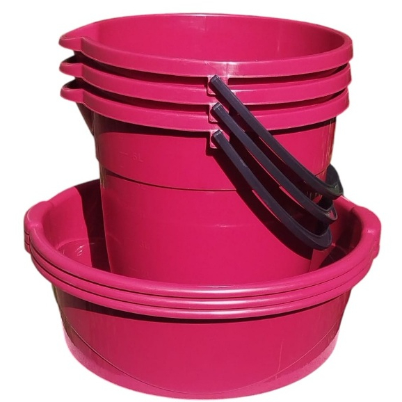 KIT 3 BACIAS 6,5 L SORTIDO + 3 BALDES 7 L SORTIDO RESISTENTE LIMPEZA CASA LAVANDERIA ENXOVAL BEBÊ em Oferta na Shopee