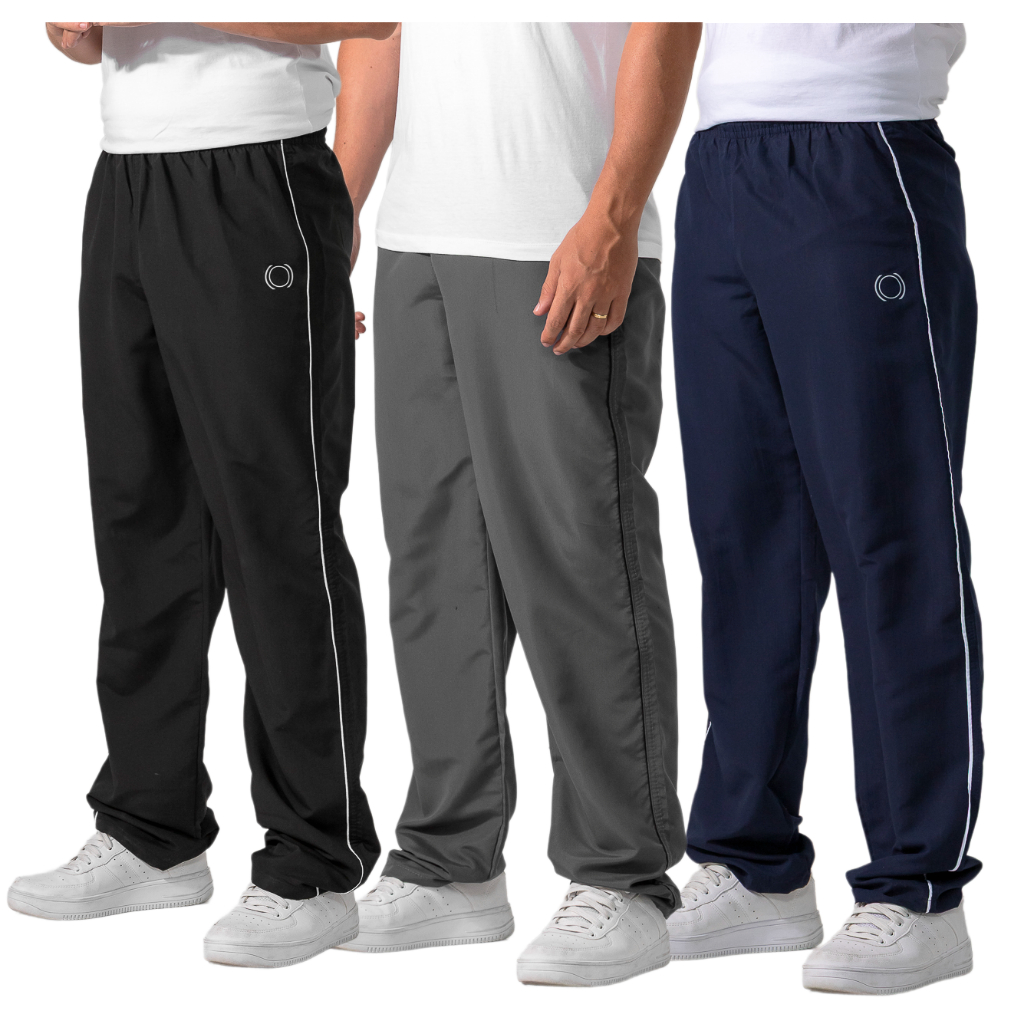 Kit com 03 Calças Masculinas em Tactel - Com Bolso - Ótima para Exercícios, Trabalho e Casual em Oferta na Shopee