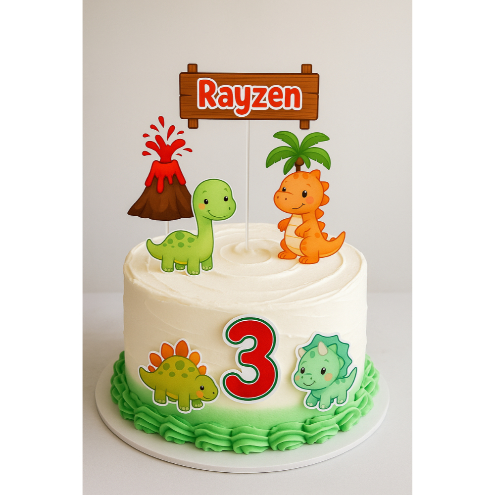 TOPO DE BOLO PERSONALIZADO DINOSSAURO FOFINHO/MESVERSÁRIO/ANIVERSARIO INFANTIL