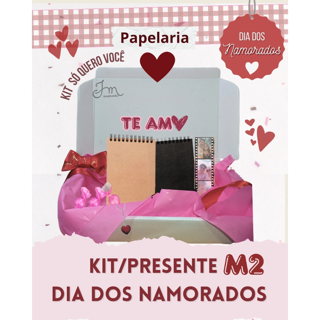 KIT papelaria M2 dia dos namorados Sketchbook-Scrapbook -Diário papelaria-memorias-presente