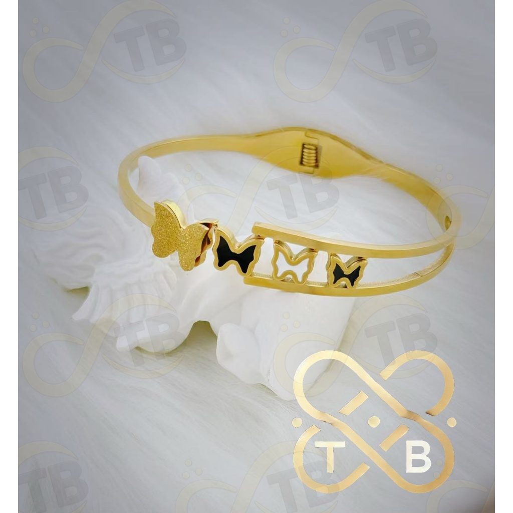 TB Moda Pulseira Feminina Estilo Borboleta - Dourado Elegante Liberdade Semijoia Banhada a Ouro 18k