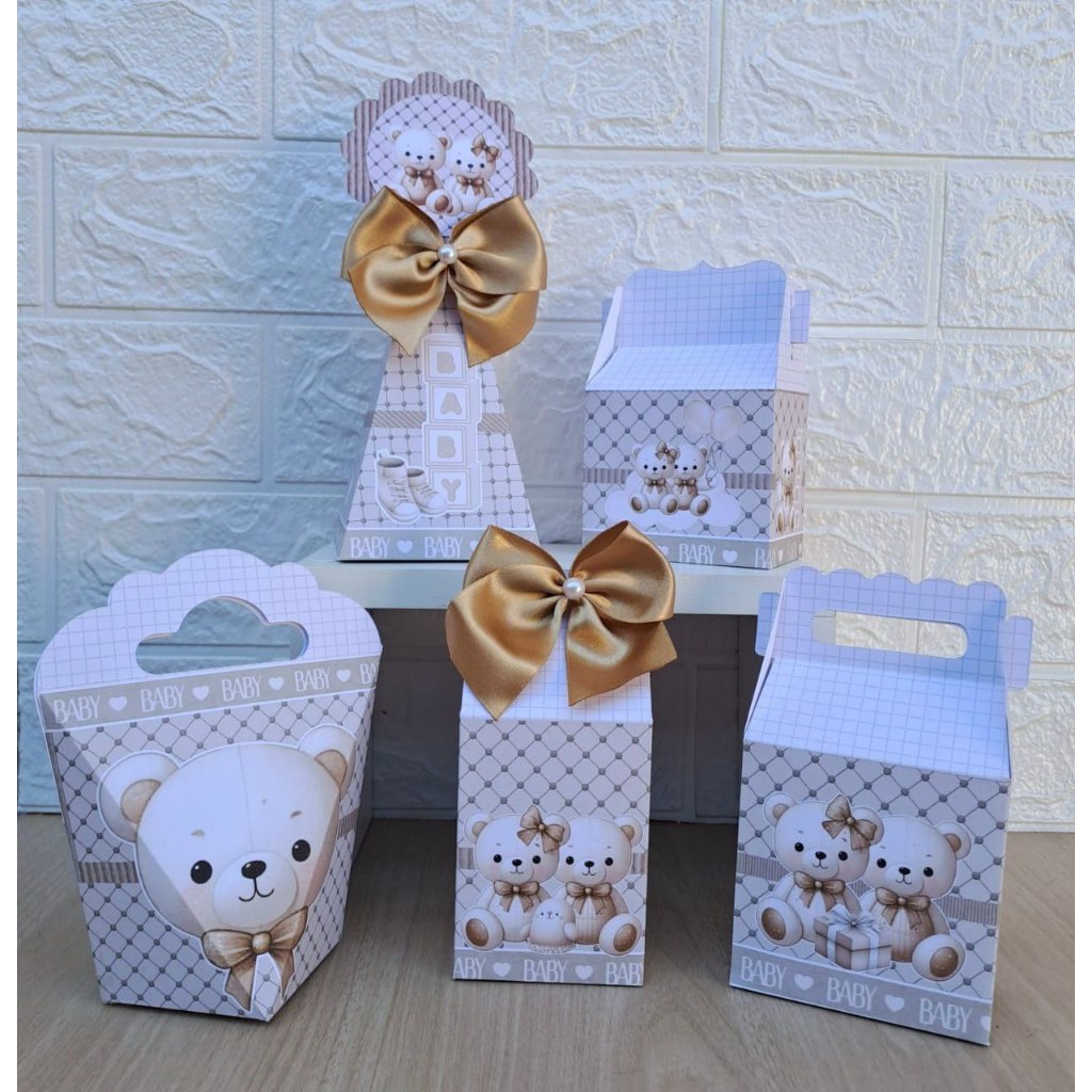 Personalizados Chá Revelação Luxo/ Nude (PEGUE E MONTE)- Kit Festa- Lembrancinha - Aniversario- Caixinhas Personalizadas