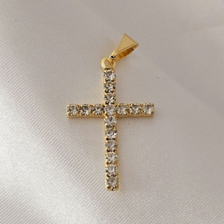 Pingente Cruz Cravejada Banhado Ouro 18k Religioso Delicado Crucifixo em Oferta na Shopee