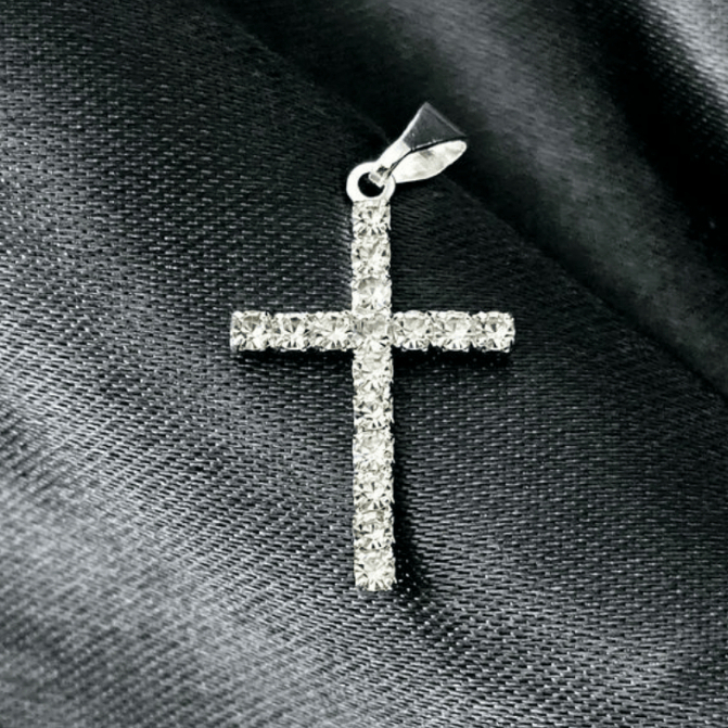 Pingente Cruz Cravejada Prata 925 Delicado Hipoalergênico Crucifixo