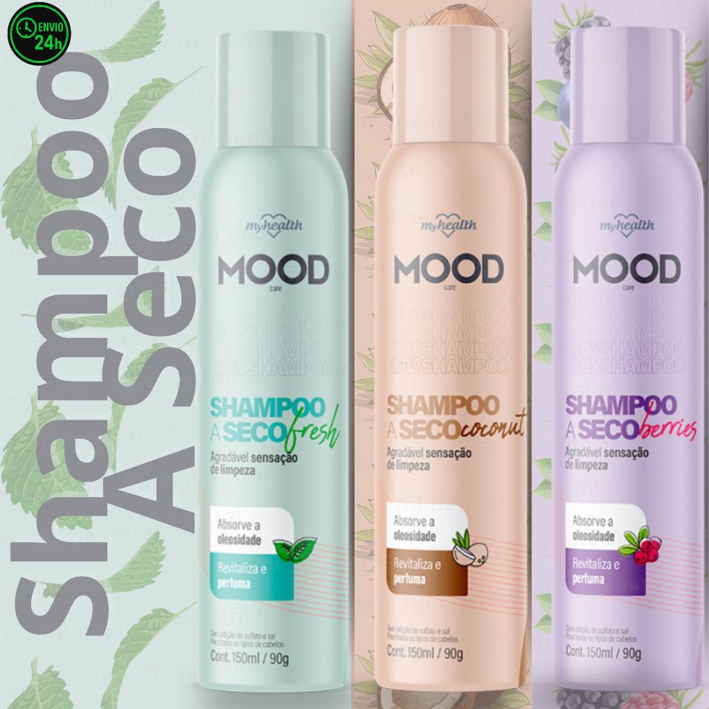 Shampoo a Seco Revitalizador Controla Oleosidade do Cabelo Myhealth Mood Care Berries Coco E Fresh em Oferta na Shopee