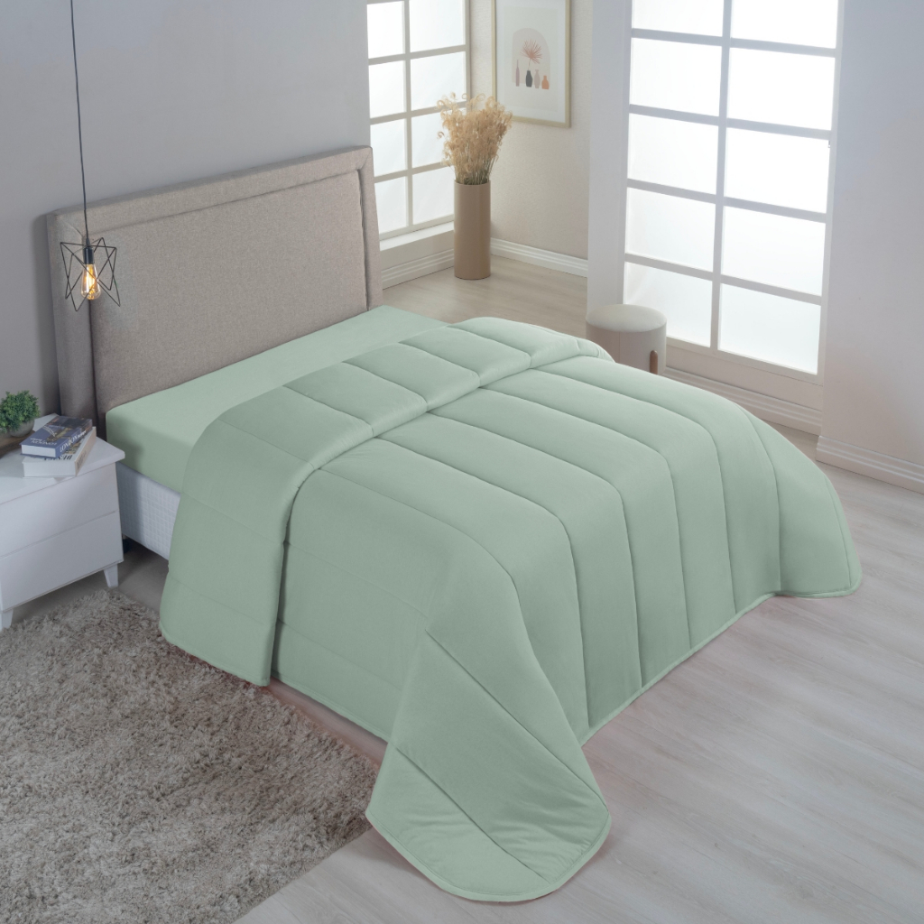 Edredom Malha Lisa 100% Algodão Dupla Face Com Viés em Oferta na Shopee