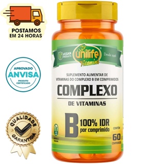Vitaminas Complexo B ( B1 B2 B3 B5 B6 B7 B9 B12 ) - 60 Comprimidos 500mg - Unilife Vitamins em Oferta na Shopee