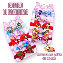 Laços de bebê Kit 10 Lacinhos de Bebê laços de cabelo infantil Tiarinha Rn Disney Faixinha