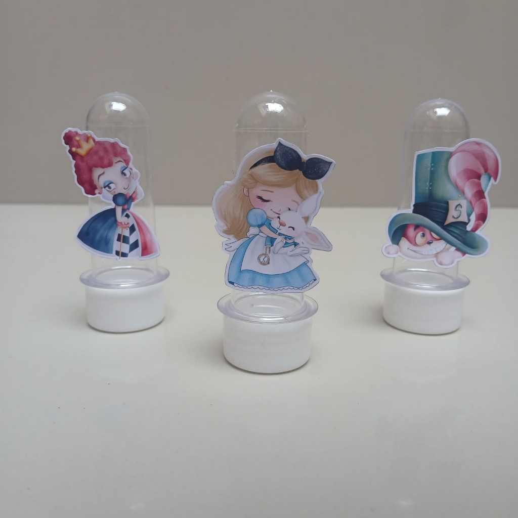 Apliques 3D Tubete Personalizado Alice no Pais das Maravilhas -  Papelaria Personalizadas- Lembrancinha Personalizada