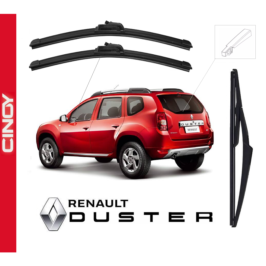 Kit Palheta Limpador de Parabrisa Dianteira e Traseira Renault Duster 2011 a 2019