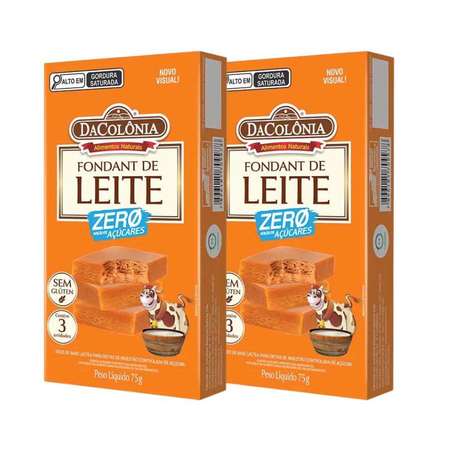 2 Fondant De Leite Zero Açúcar 75g Cada Dacolônia em Oferta na Shopee
