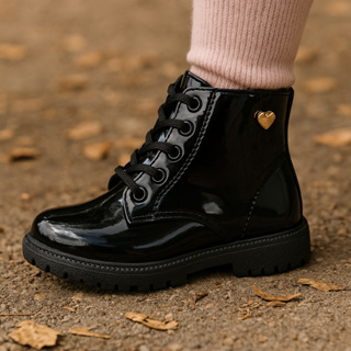 COTURNO INFANTIL MENINA VERNIZ BOTA CANO CURTO em Oferta na Shopee