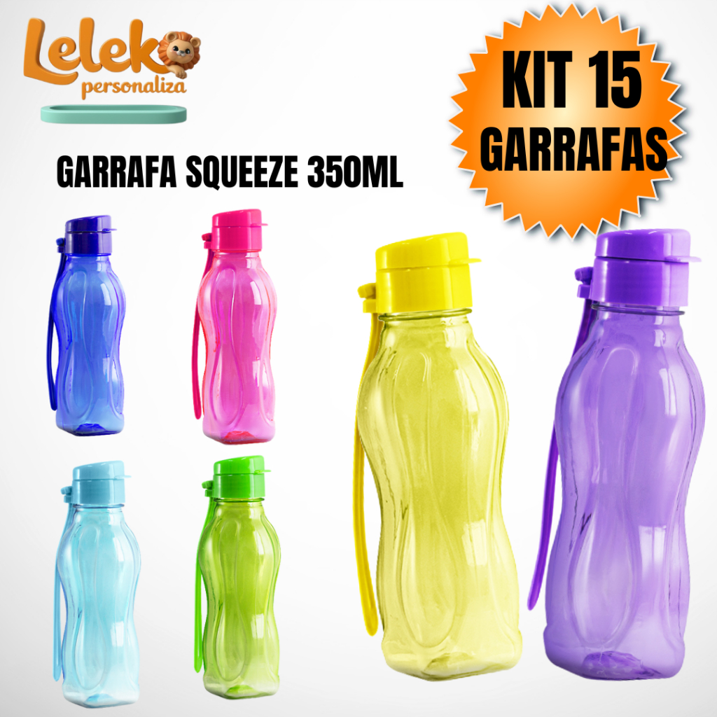 Kit 15 Garrafa Squeeze 350 mL- Garrafa de água