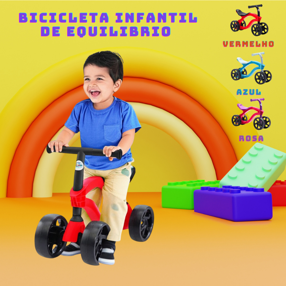 Bicicleta De Equilíbrio Andador Infantil Futurista Sem Pedal 4 Rodas Bebê Criança Menino Menina