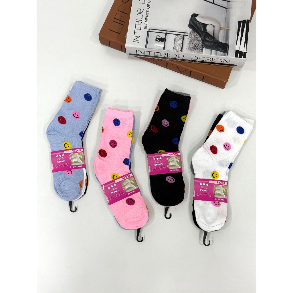 Kit com 12 Pares de Meias Adulto Cano Longa Feminina Esportiva 33-38