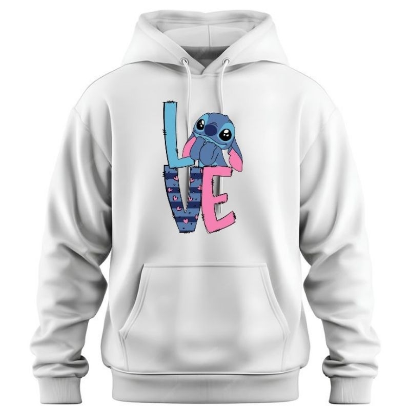 Moletom feminino branco love Stitch canguru lilo stitch