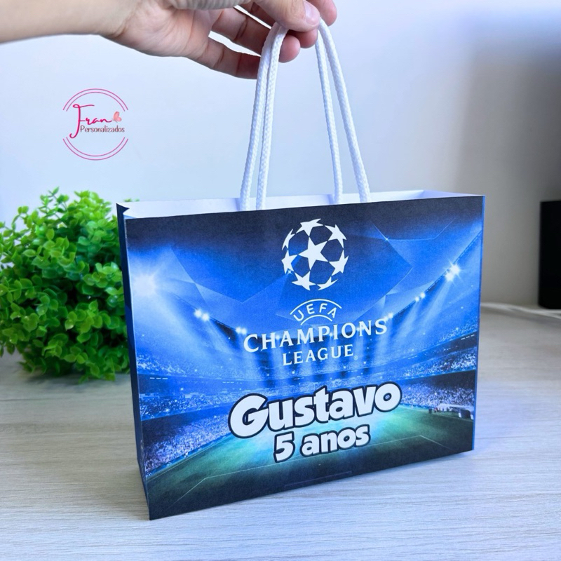 Sacolinha personalizada Champions League - aniversário - Lembrancinhas personalizadas