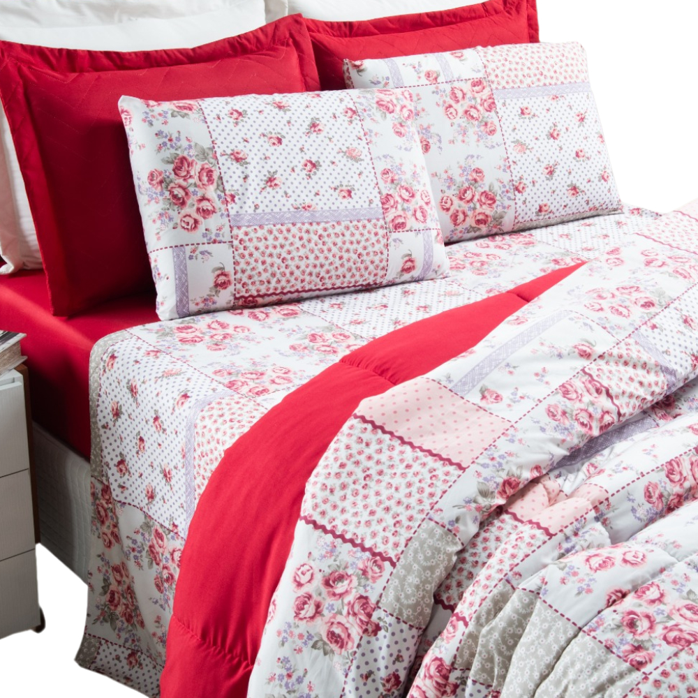 Jogo de Lençol Casal Padrão 400 Fios 04 Peças Queen Box Size Estampado Multicolorido Anti ...