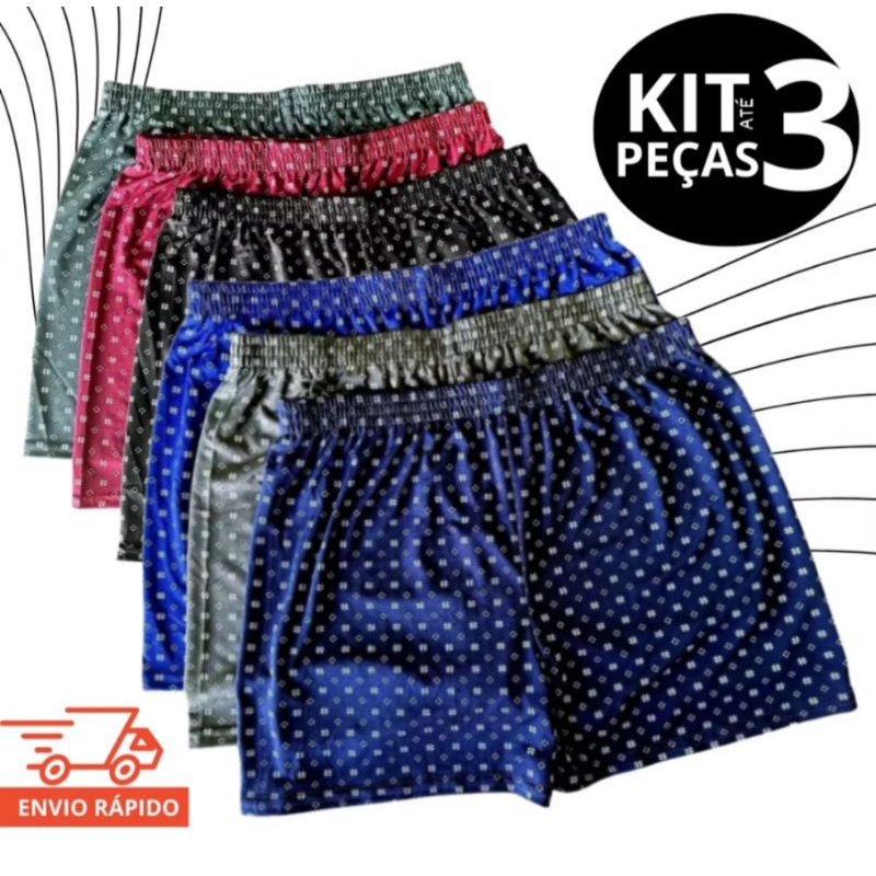 Kit 3 Samba Canção Short Malha Fria Pijama Dormir