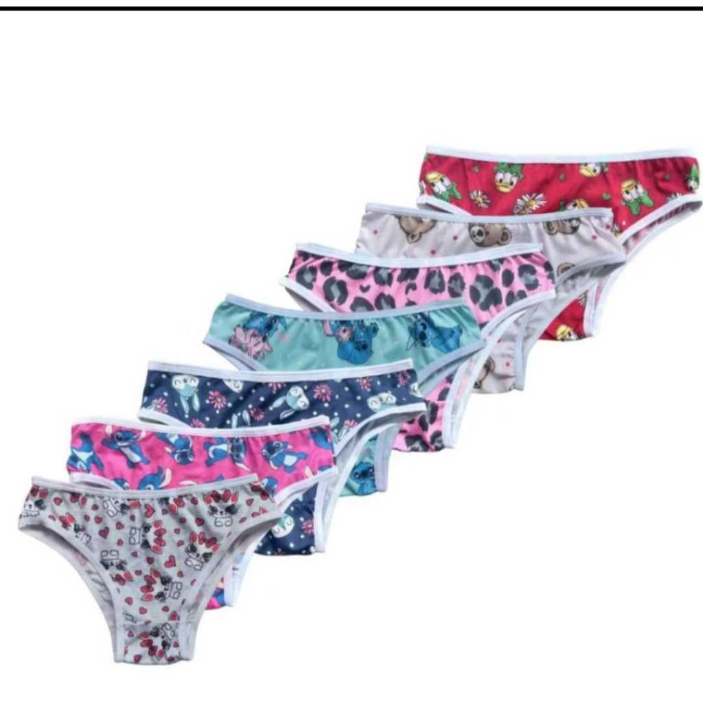 KIT 5 CALCINHA INFANTIL JUVENIL ESTAMPADAS CRIANÇA MENINA MOÇA - FORRO 100% ALGODÃO