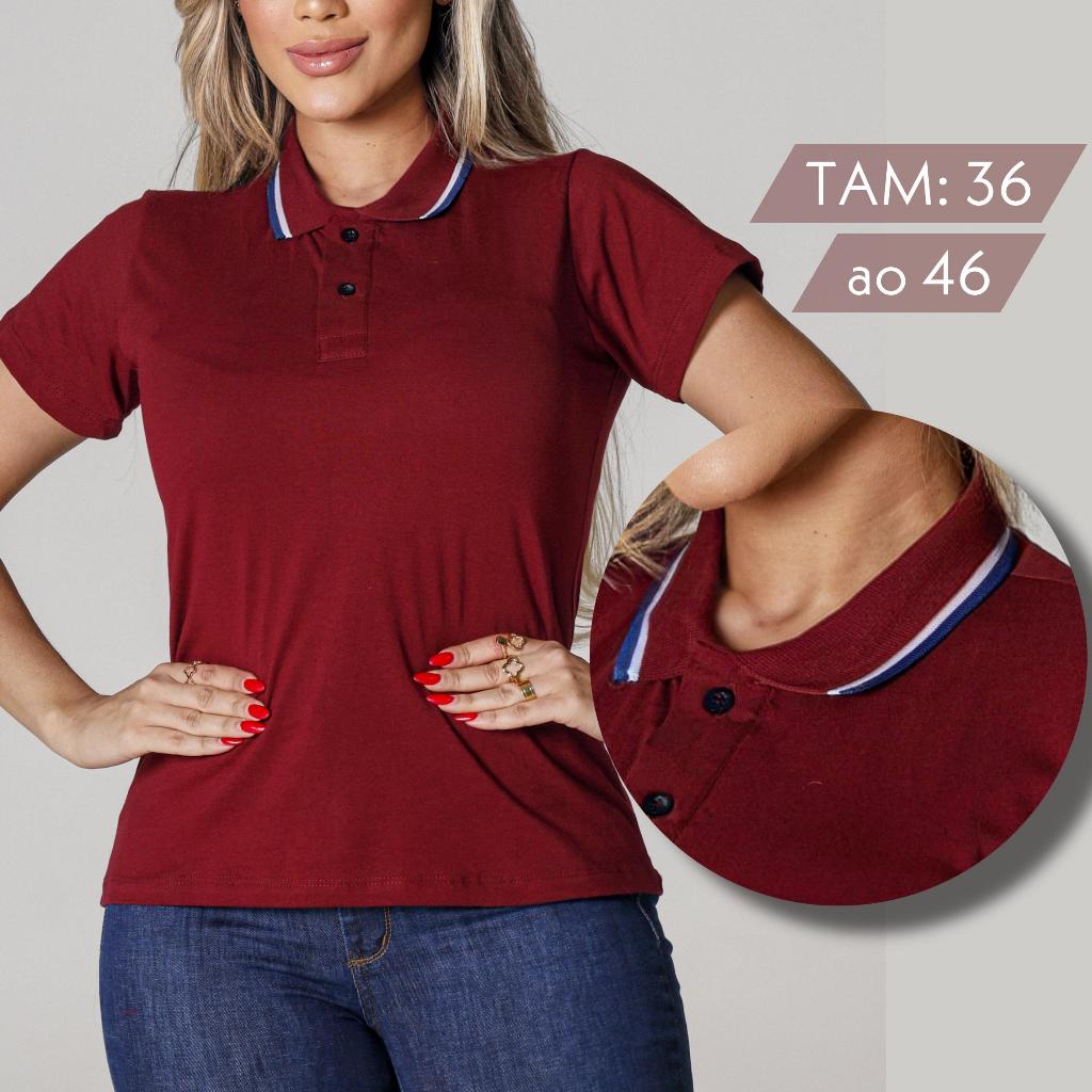 Blusa Camisa Gola Polo Feminina Casual Trabalho 100% Algodão Acinturada Manga Curta Evangélica em Oferta na Shopee