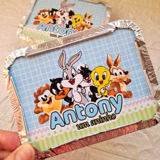 Marmitinha personalizada baby looney tunes menino | Festa baby looney tunes | Lembrancinha baby looney tunes menino