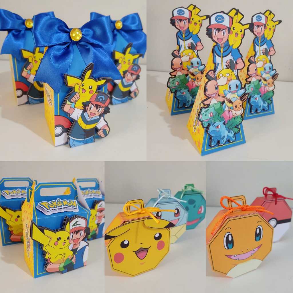 Caixinhas Personalizadas pokemon-kit festa-PEGUE E MONTE-Papelaria-Aniversário-Lembrancinhas
