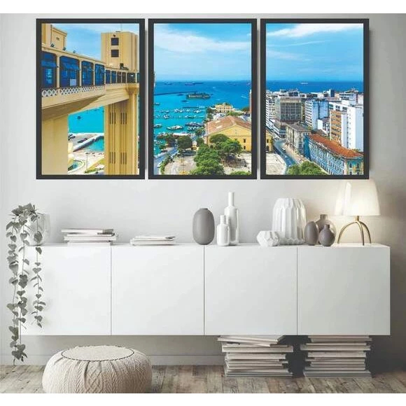 Quadro Decorativo Cidades Bahia Cultura Folclore Arquitetura Praia Sol Mar Nordeste