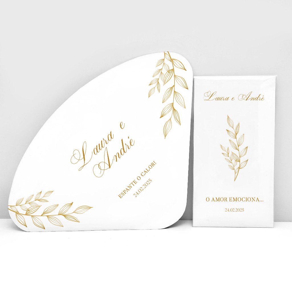 Kit Lágrima de Alegria e Leque Ventarola Casamento Personalizado Amarelo Girassol Dourado