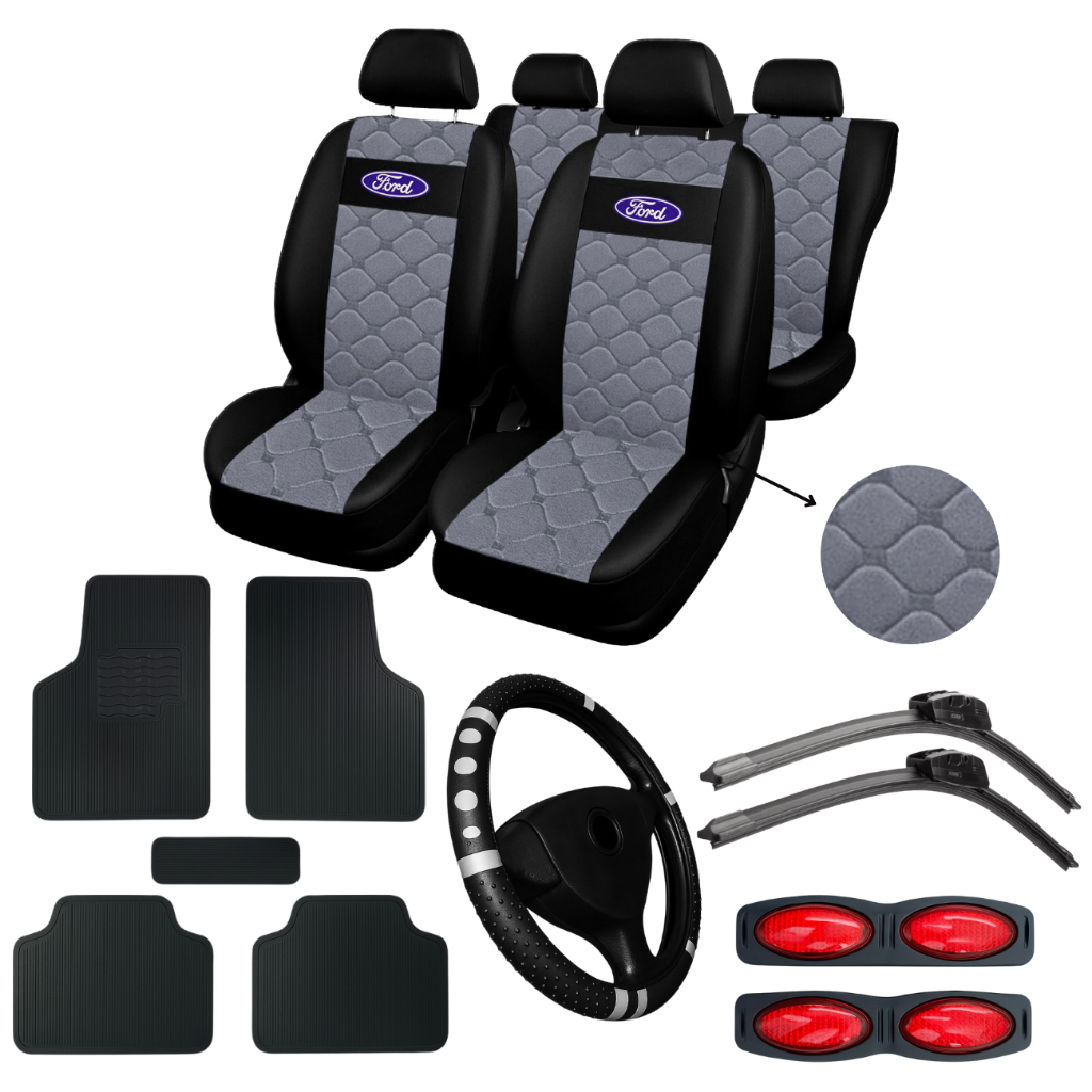 kit Capa para banco Automotivo em Couro  palheta limpador tapete e volante Ford Ka Fiesta Ecosport em Oferta na Shopee