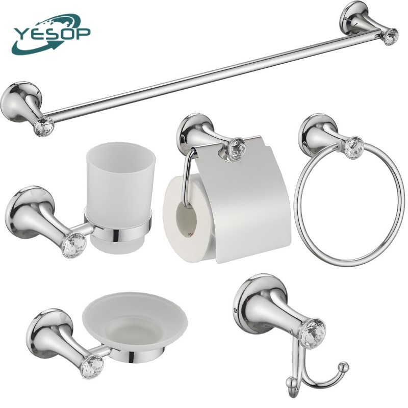 YESOP Kit Acessórios Banheiro Cromada 60cm Inox Toalheiro Saboneteira 6 Peças