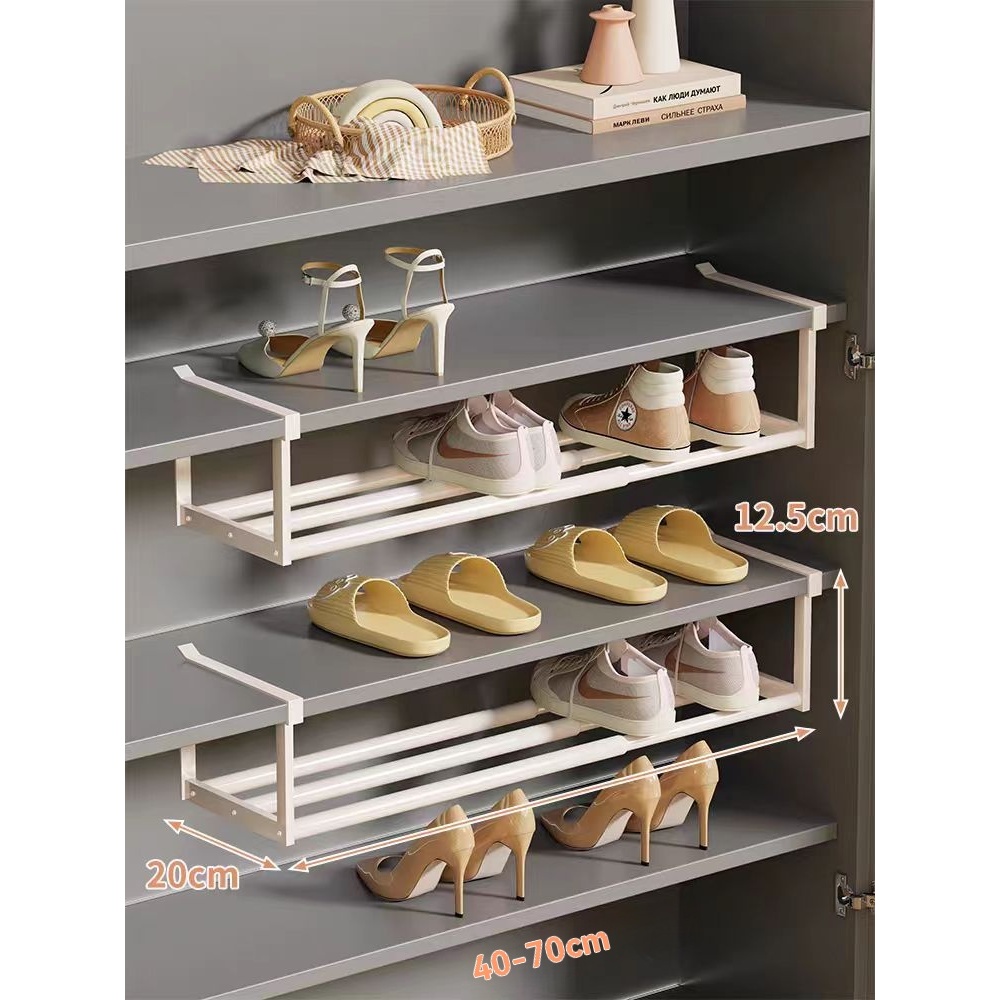 Sapateira dobrável para sapatos Cesto para sapatos  prateleira retrátil para armazenamento doméstico  prateleira em cama
