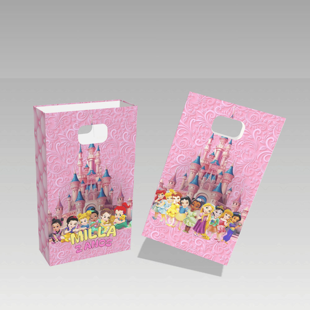 Lembrancinha sacolinha personalizada boca de palhaço Princesas Disney baby