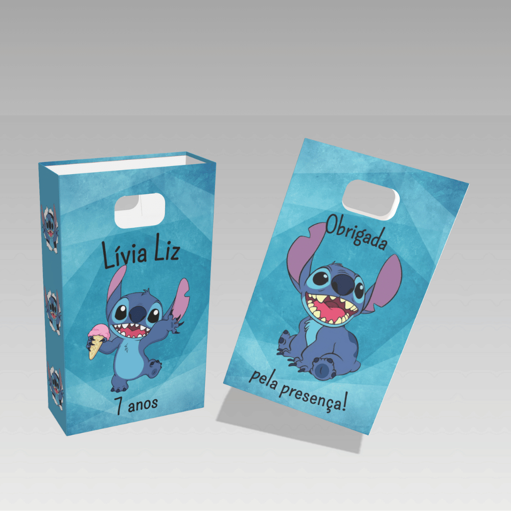 Lembrancinha sacolinha personalizada boca de palhaço Stich em Oferta na Shopee