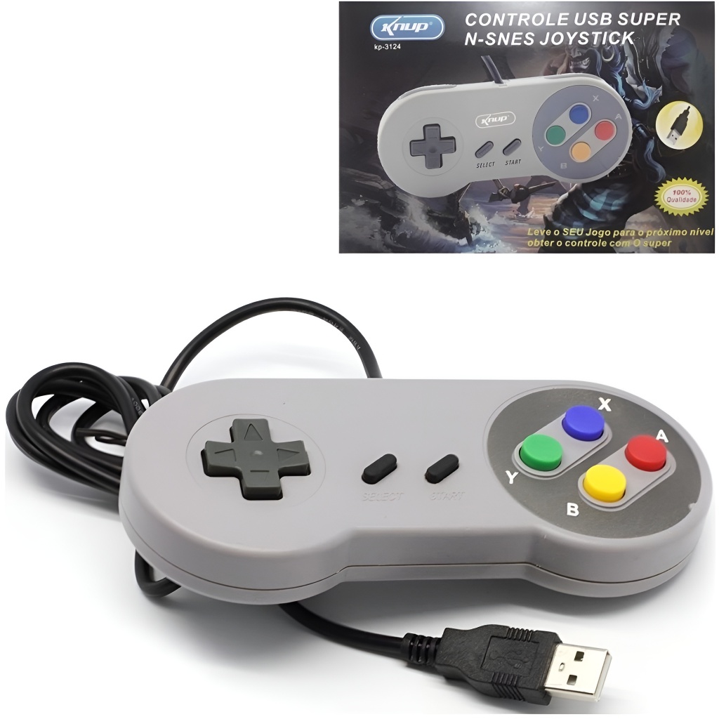 Controle Usb Para Pc De Super Nintendo (snes) Cinza KP-3124 - Knup