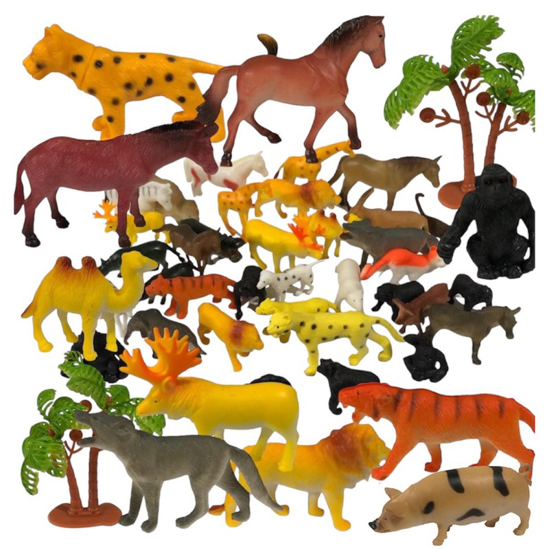 kit com 54 animais miniaturas da selva safári fazenda e zoológico ! em Oferta na Shopee