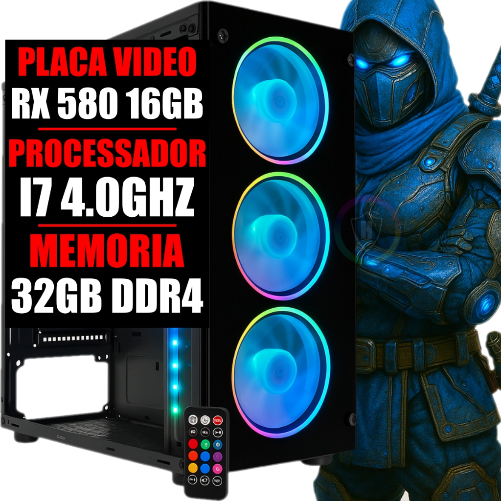 Pc Gamer Intel I7 6 Geração 4.0Ghz / Placa Video 16GB / 32gb Ram Ddr4 / Ssd 480g