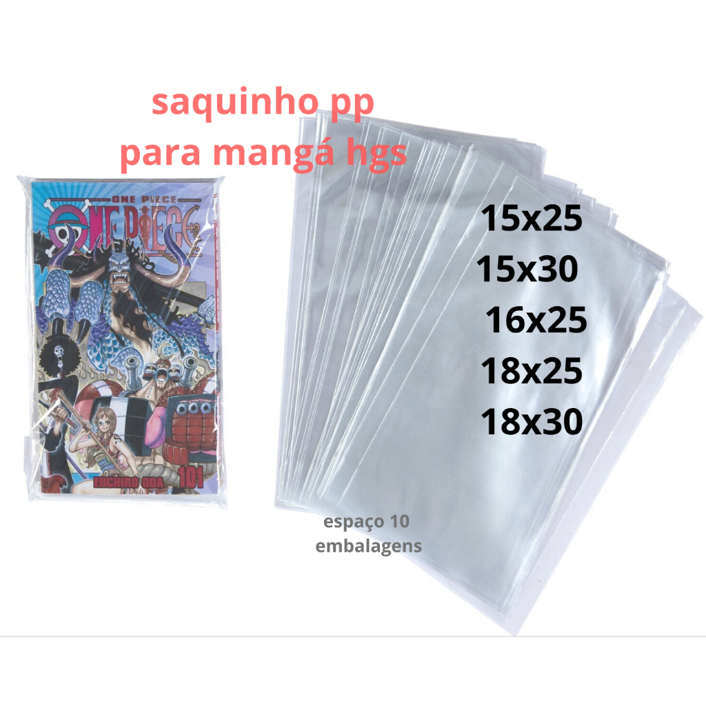 Saquinhos para MANGÁ e HQs Saquinhos PP Polipropileno Mangá e HQ -  25, 50 e 100 unidades em Oferta na Shopee
